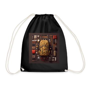 Everything I need for hiking - Drawstring Bag - black - Front