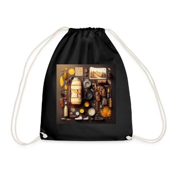 Everything I need for hiking - Drawstring Bag - black - Front