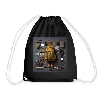 Everything I need for hiking - Drawstring Bag - black - Front