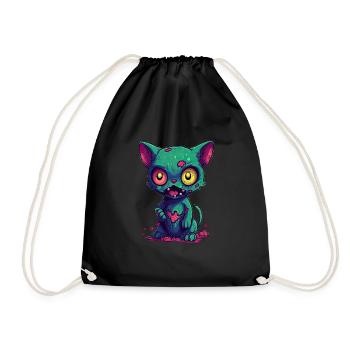 Halloween Zombie Katze - Niedliche gruselige Katze - Turnbeutel - Schwarz - Vorne