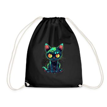 Halloween Zombie Katze - Niedliche gruselige Katze - Turnbeutel - Schwarz - Vorne