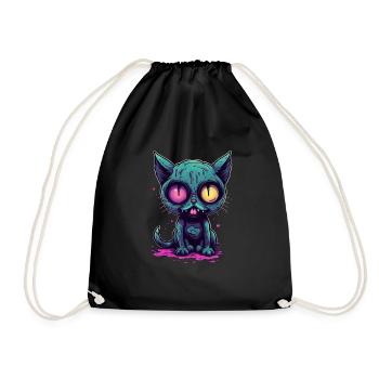Halloween Zombie Katze - Niedliche gruselige Katze - Turnbeutel - Schwarz - Vorne