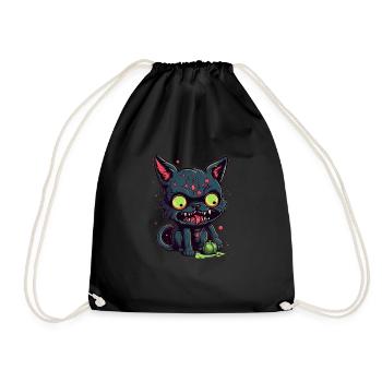 Halloween Zombie Katze - Niedliche gruselige Katze - Turnbeutel - Schwarz - Vorne