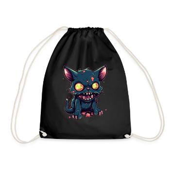 Halloween Zombie Katze - Niedliche gruselige Katze - Turnbeutel - Schwarz - Vorne