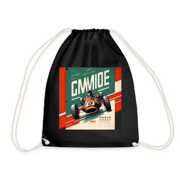 Retro Car Poster Vintage Car Old School - Drawstring Bag - black - Front