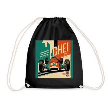 Retro Car Poster Vintage Car Old School - Drawstring Bag - black - Front