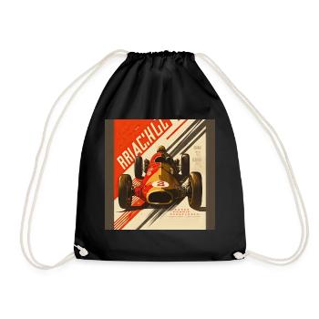 Retro Car Poster Vintage Car Old School - Drawstring Bag - black - Front