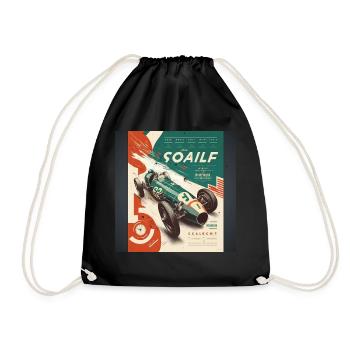 Retro Car Poster Vintage Car Old School - Drawstring Bag - black - Front