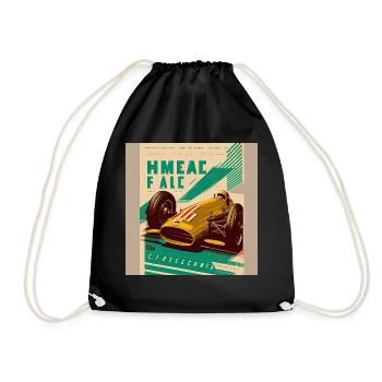 Retro Car Poster Vintage Car Old School - Drawstring Bag - black - Front