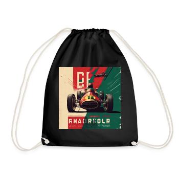 Retro Car Poster Vintage Car Old School - Drawstring Bag - black - Front