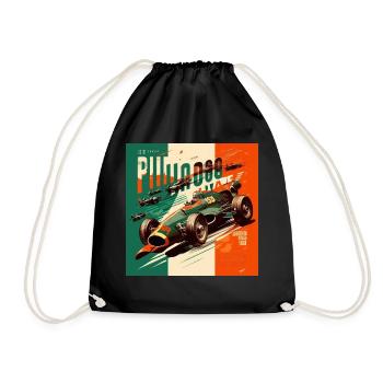 Retro Car Poster Vintage Car Old School - Drawstring Bag - black - Front