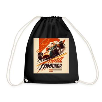 Retro Car Poster Vintage Car Old School - Drawstring Bag - black - Front