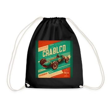 Retro Car Poster Vintage Car Old School - Drawstring Bag - black - Front