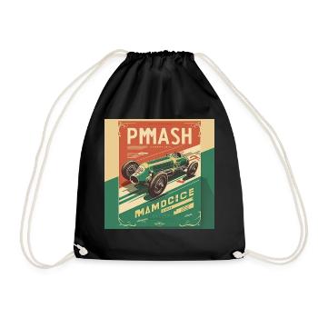 Retro Car Poster Vintage Car Old School - Drawstring Bag - black - Front