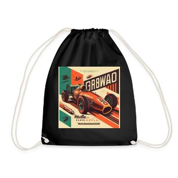 Retro Car Poster Vintage Car Old School - Drawstring Bag - black - Front