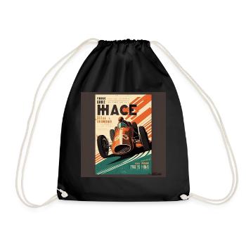 Retro Car Poster Vintage Car Old School - Drawstring Bag - black - Front