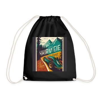 Retro Car Poster Vintage Car Old School - Drawstring Bag - black - Front