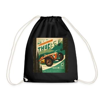 Retro Car Poster Vintage Car Old School - Drawstring Bag - black - Front