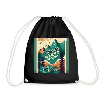 Retro Car Poster Vintage Car Old School - Drawstring Bag - black - Front