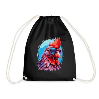 Drôle de poulet avec des lunettes de soleil - Sac de sport léger - noir - Devant