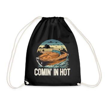 Funny Motorboating Quote Comin In Hot Pontooning - Turnbeutel - Schwarz - Vorne