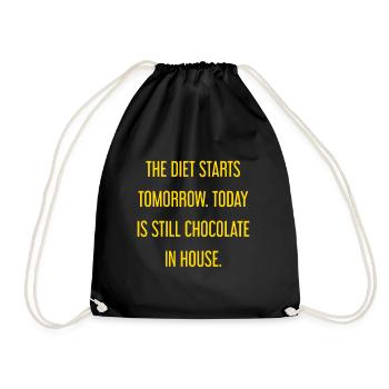 Le régime commence demain - chocolat dans la maison! - Sac de sport léger - noir - Devant