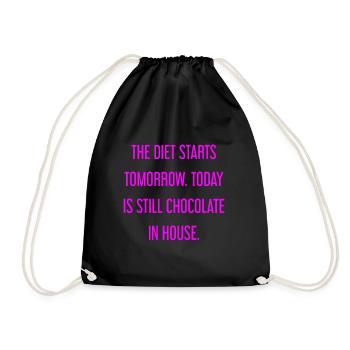 Le régime commence demain - chocolat dans la maison! - Sac de sport léger - noir - Devant