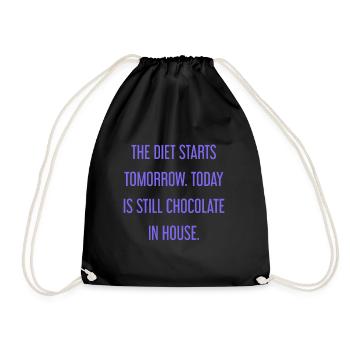 Le régime commence demain - chocolat dans la maison! - Sac de sport léger - noir - Devant