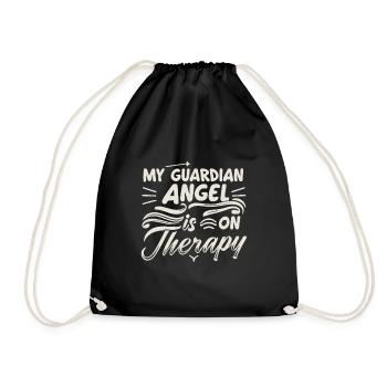 Mein Schutzengel Ist In Therapie - Turnbeutel - Schwarz - Vorne