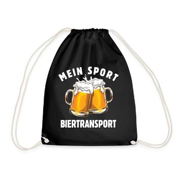 Bier - Mein Sport Biertransport - Männertag - Turnbeutel - Schwarz - Vorne