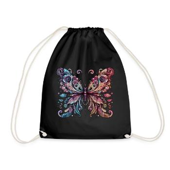 Papillon effrayant avec crâne - Sac de sport léger - noir - Devant