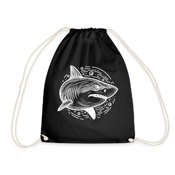Haifisch Zeichnung Kreis - Turnbeutel - Schwarz - Vorne