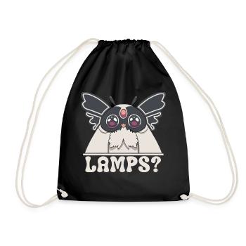 Funny owl figurine with big eyes and lamps text - Drawstring Bag - black - Front