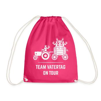 Team Vatertag On Tour (Trecker / Bierfass / White) - Turnbeutel - Fuchsia - Vorne