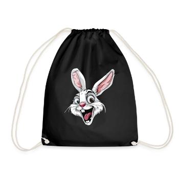 Lustiger Hase Mit Großen Ohren Und Augen - Turnbeutel - Schwarz - Vorne