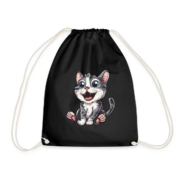 Playful kitten with big eyes - Drawstring Bag - black - Front