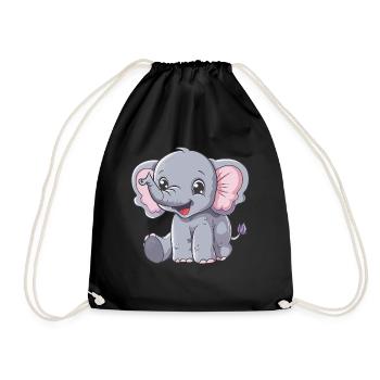 Cute elephant for kids - Drawstring Bag - black - Front