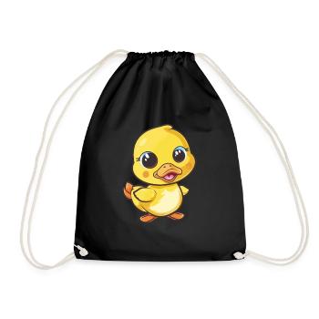 Canard mignon agitant avec un sourire - Sac de sport léger - noir - Devant