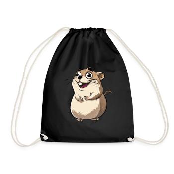 Cute Excited Cartoon Meerkat - Drawstring Bag - black - Front