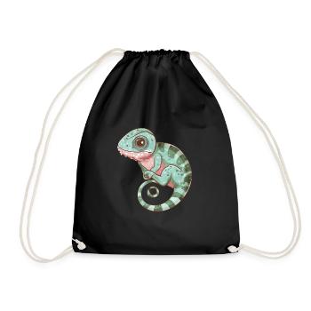 Colorful Chameleon Spiral View - Drawstring Bag - black - Front