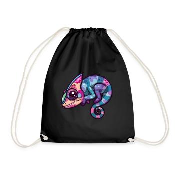 Colorful Chameleon Big Eyes Fantasy - Drawstring Bag - black - Front