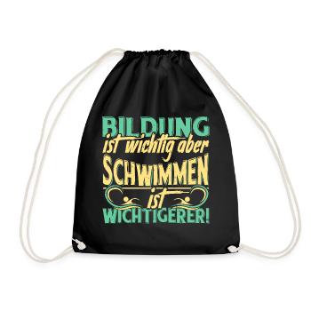 Schwimmen Schwimmsport Spruch - Turnbeutel - Schwarz - Vorne