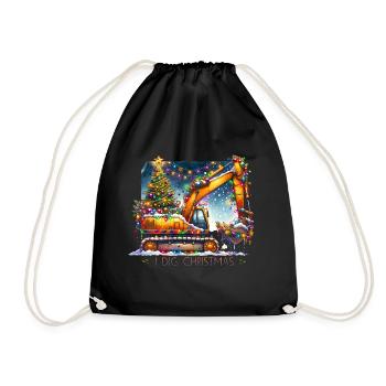 Excavatrice Pelleteuse Bulldozer Noël Cadeau de Noël - Sac de sport léger - noir - Devant