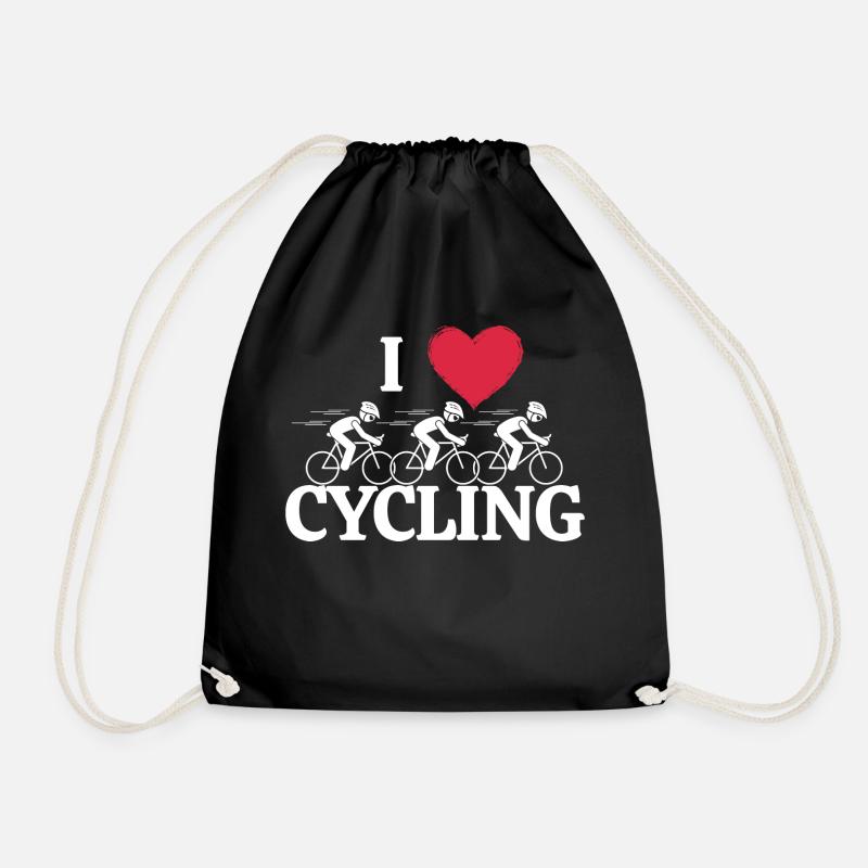 I Love Cycling - Drawstring Bag - black