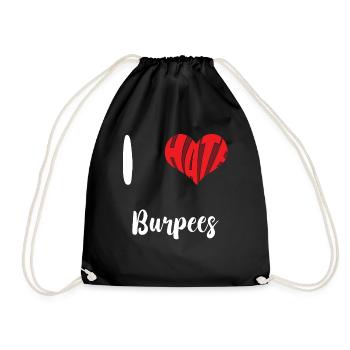 Workout I Hate Burpees Training Exercise - Drawstring Bag - black - Front