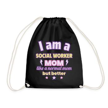 Social Worker Mom Mother's Day Gift Help - Drawstring Bag - black - Front