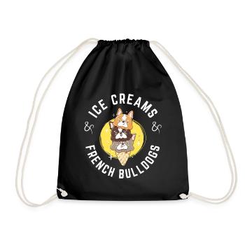 Bold Frenchie IceCream – Drôle de bouledogue français - Sac de sport léger - noir - Devant