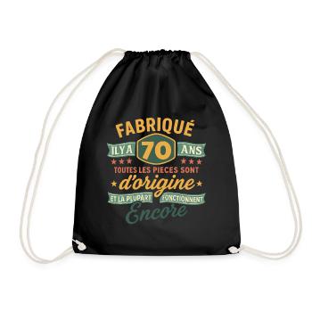 Fabriqu il y a 70 ans 70 ans Anniversaire bla - Sac de sport léger - noir - Devant