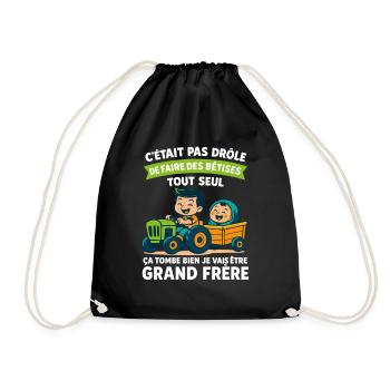 Enfant Grand Frère en Mission - Annonce Grossesse - Sac de sport léger - noir - Devant