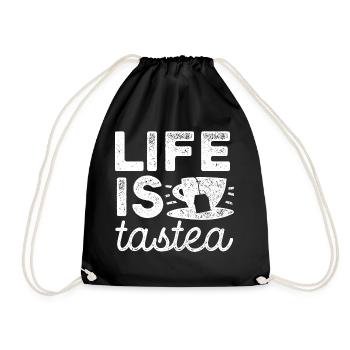 Life is tastea - Tea - Tea Drinker Gift - Drawstring Bag - black - Front